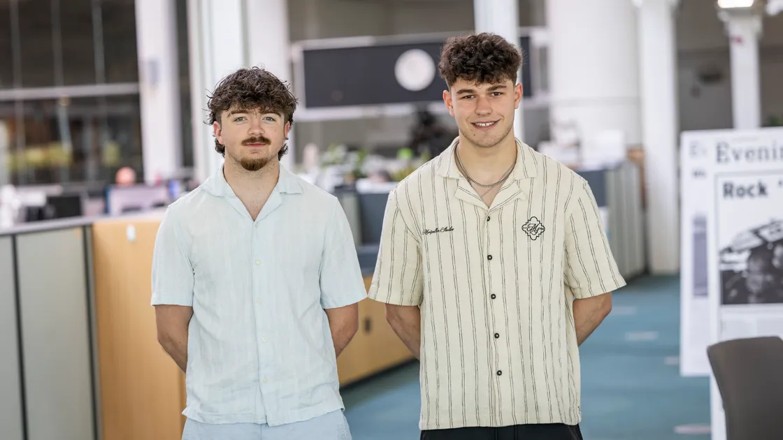 Callum Richards, left, and Henry Chamberlain, both 17, came up with the idea of a combined protein and energy drink during an extracurricular project set by their teacher.		