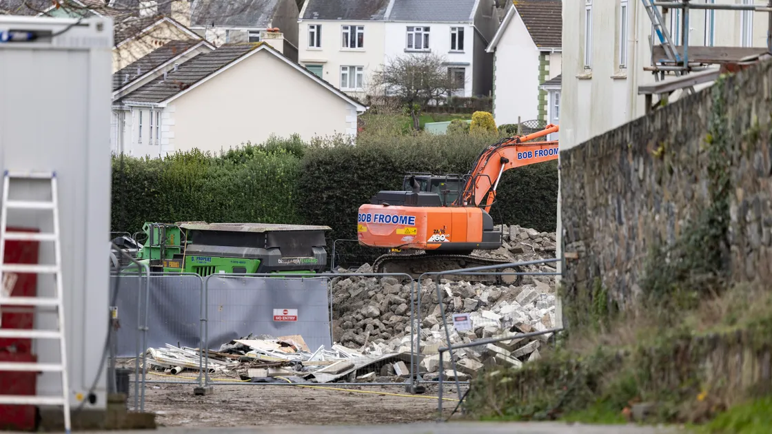 The demolition of buildings on the former site of Guernsey Motor Spares started in December