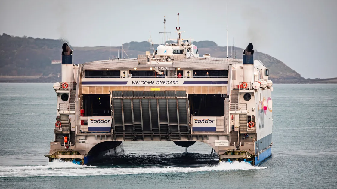 Condor Voyager in St Peter Port yesterday afternoon. (Picture by Sophie Rabey, 32806685)