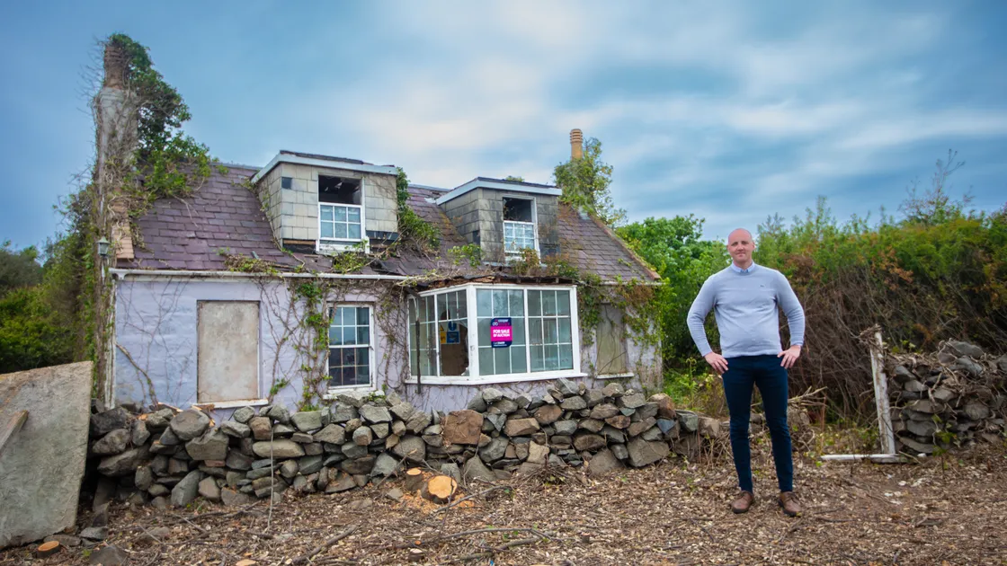 Ben McVey of estate agents Cooper Brouard at Leafy Cove, Vale, a property which has lain in disrepair for many years and which will be going to auction in June. (Picture by Peter Frankland, 30807478)
