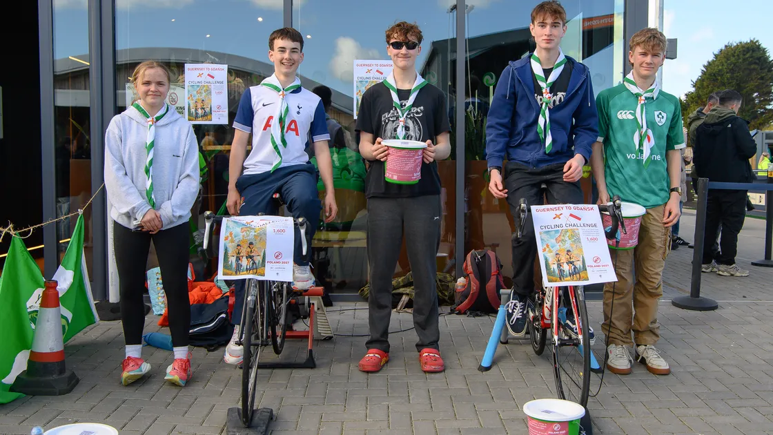 Local Scouts were at Victoria Park on the weekend as part of their fundraising to attend the 2027 Scout Jamboree in Gdansk. Left to right, Ella Sharp, Teddy Prout-Hargetion, Finlay Sneddon, Fin Nicolle and Robin Grafton.