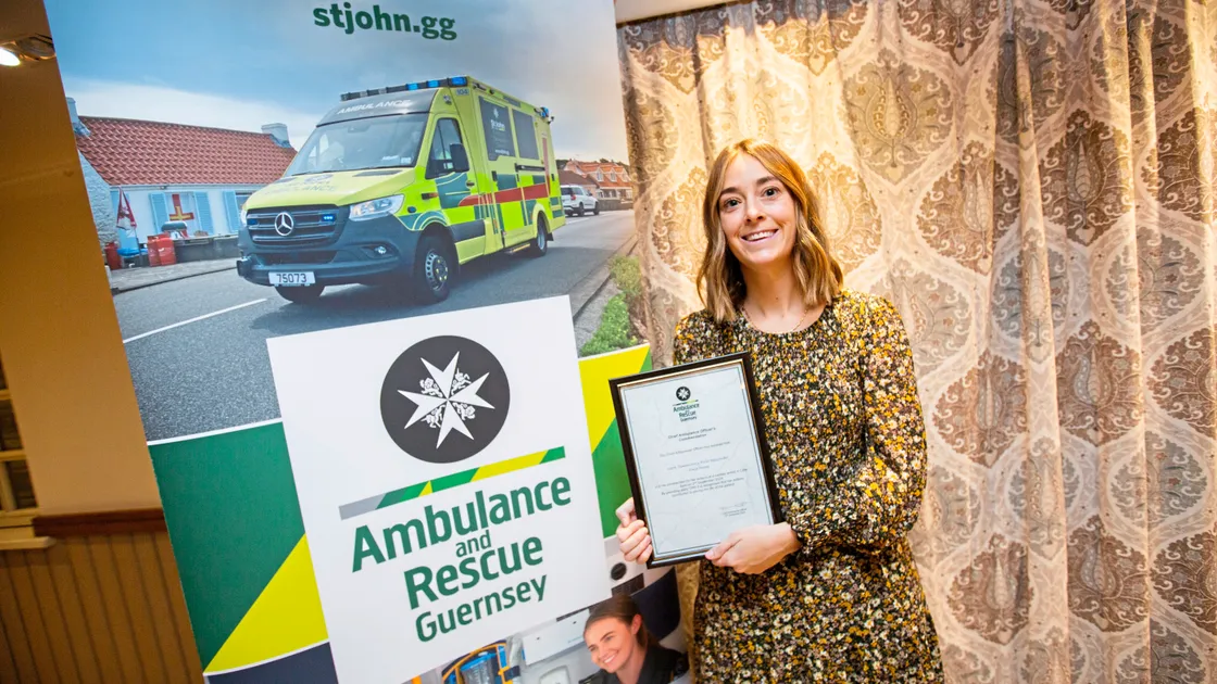 Amie Perree was given a Chief Ambulance Officer’s Commendation for her actions with a cardiac arrest patient in Little Sark in September. She attended the Ambulance and Rescue end of year awards presentation yesterday. (Picture by Sophie Rabey, 33866815)