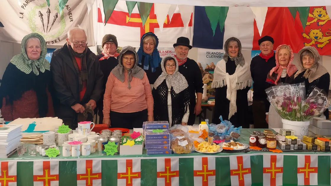 Members of the St Saviour’s Twinning Association in Montebourg. Left to right, Doreen Laine, Sir de Vic Carey, Clive and Helen Weldon, Sarah Crisp, Maria Ozanne, Stuart Crisp, Kay Harvey, John and Alison Foley and Bridget Carey