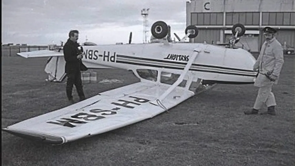 No.2 – A Dutch owned Cessna 172 was flipped onto its back at Guernsey Airport during the great storm of ‘87