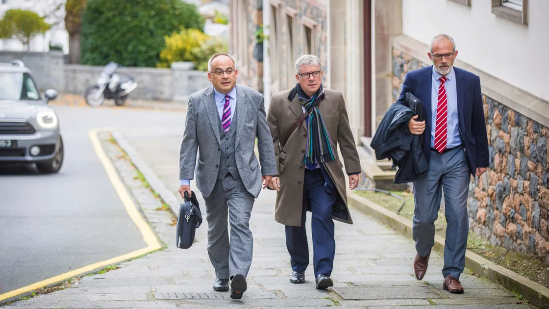 New deputies Chris Blin, Mark Helyar and David Mahoney arriving for the election of Policy & Resources members on Saturday. (Picture by Sophie Rabey, 28809790)