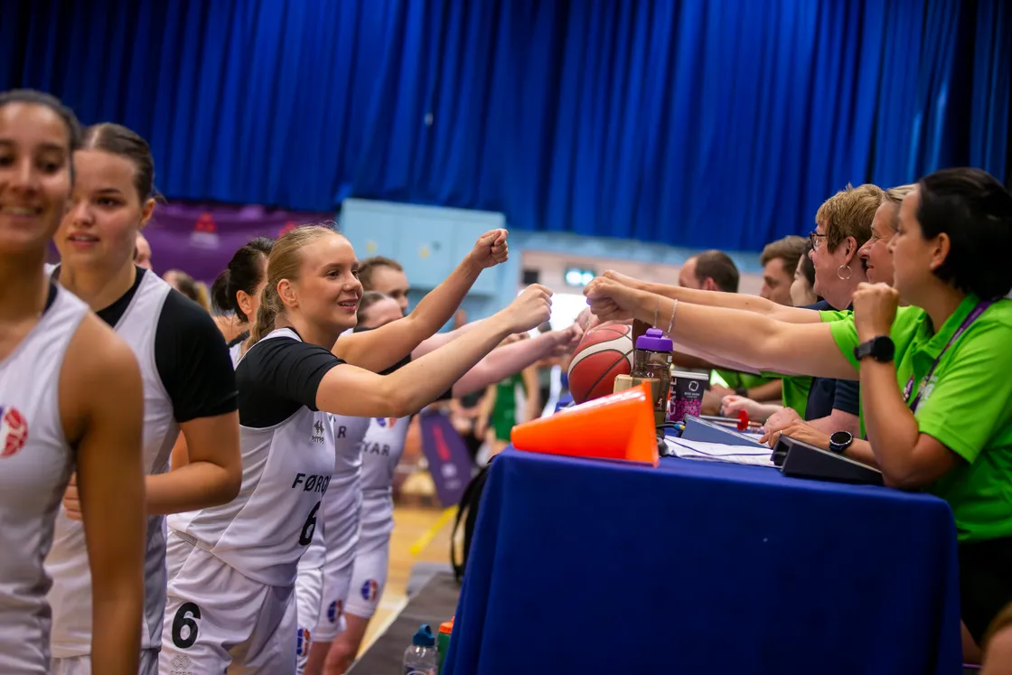 Vikki on the officials table at Beau Sejour during the Guernsey 2023 Island Games
