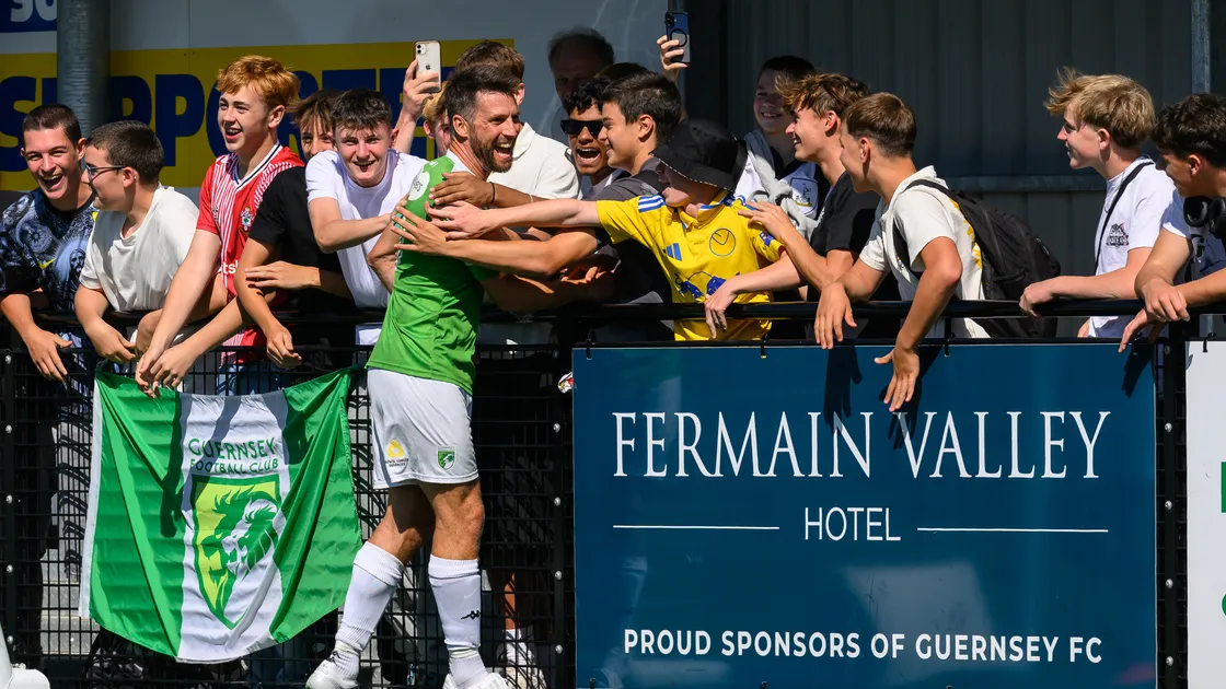 Ross Allen celebrates his goal.
