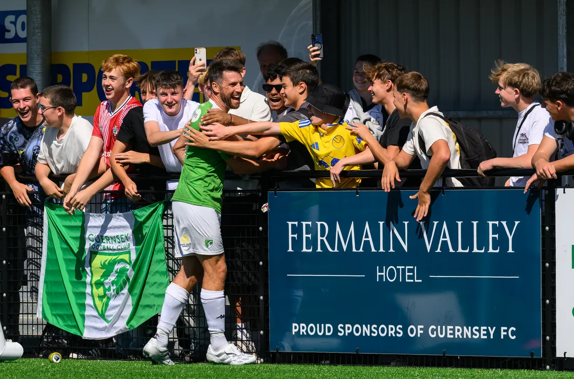 Ross Allen celebrates his goal.
