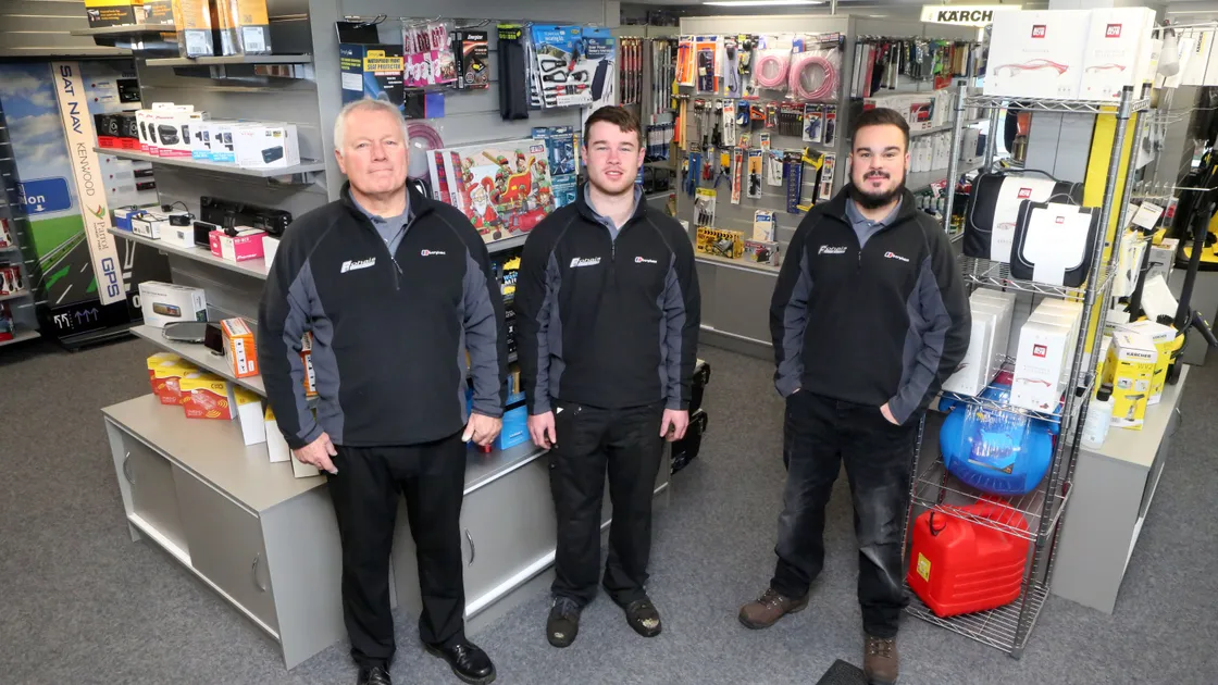 Archive Picture By Steve Sarre 28-11-18. Rohais Motor Centre staff. Left to Right: Mark Sauvarin, Patric Dewe and Tom Sauvarin. (26058849)