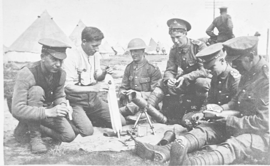 Guernsey troops training with a Lewis Gun at Bourne Park Camp near Canterbury in Kent.