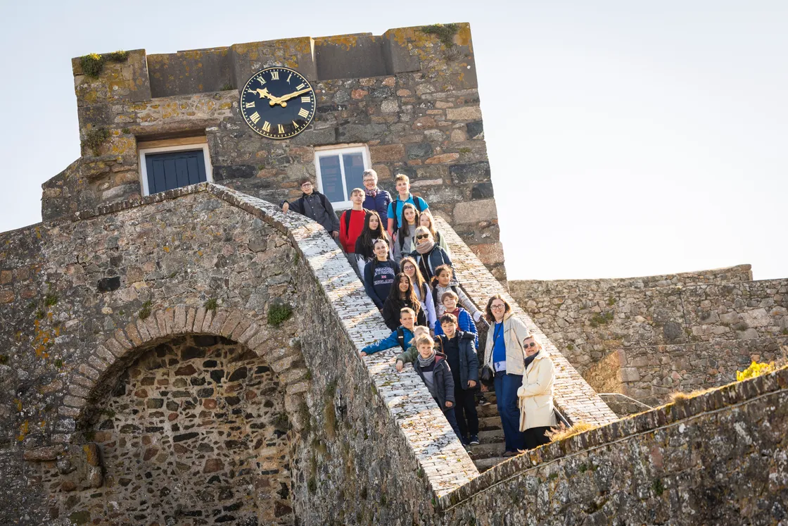 The students spent time at the RGLI museum at Castle Cornet yesterday as part of a wider tour of St Peter Port.