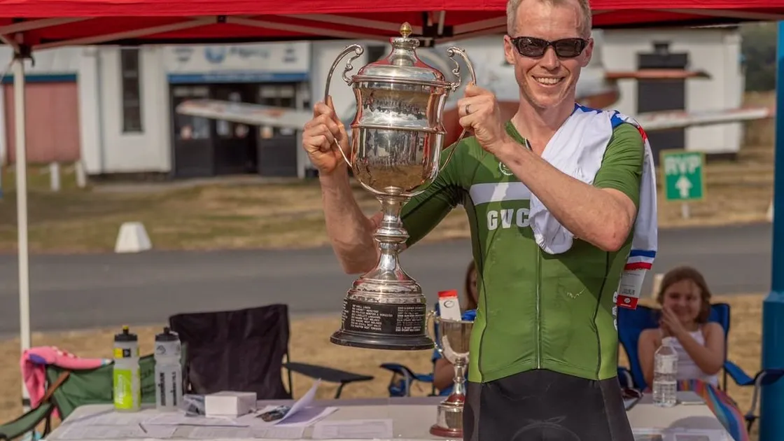 Guernsey's Andy Gibson with the Colin Townsley Memorial Trophy for being the top fire service rider at the Emergency Services National Road Race Championship. (31183973)