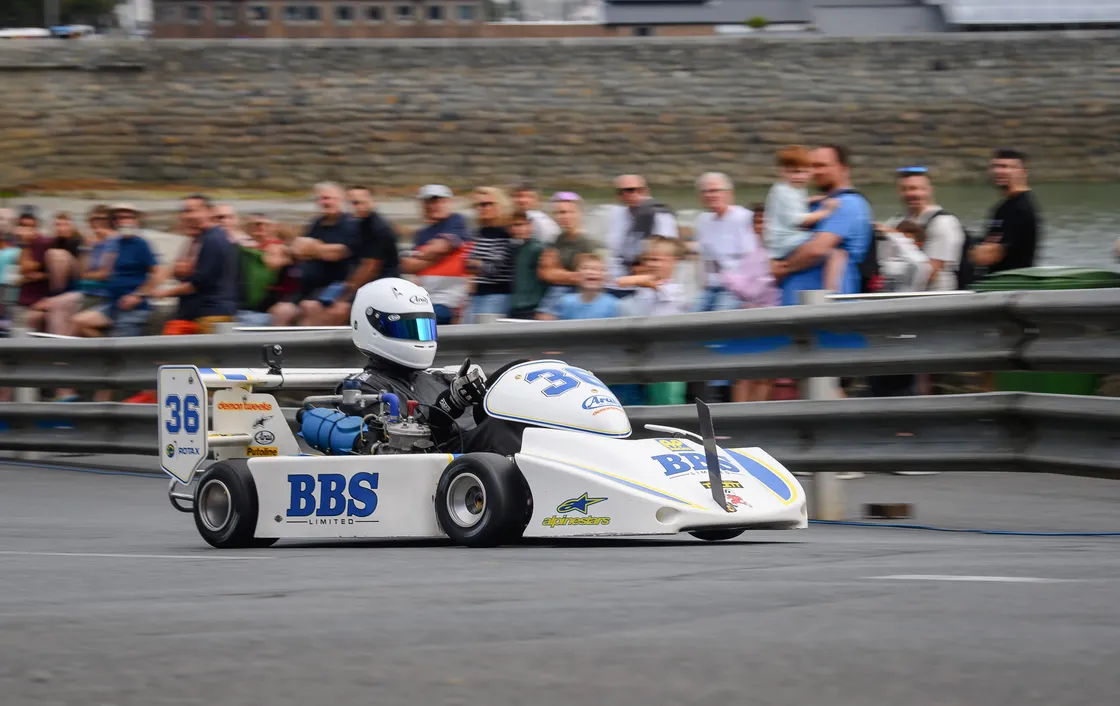 Chris Law was fastest of the karters and came very close to his own record in the Senior Gearbox 250cc Mono class.
