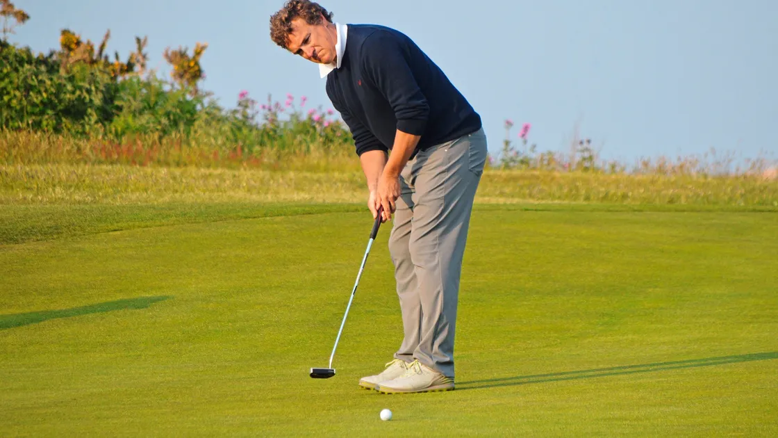 Danny Bisson rolls another putt towards the hole on an evening when he required just 20 of them for 16 holes. (Pictures by Gareth Le Prevost, 21544709)