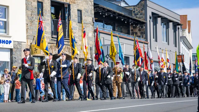 Visiting and ex-military personnel on parade
