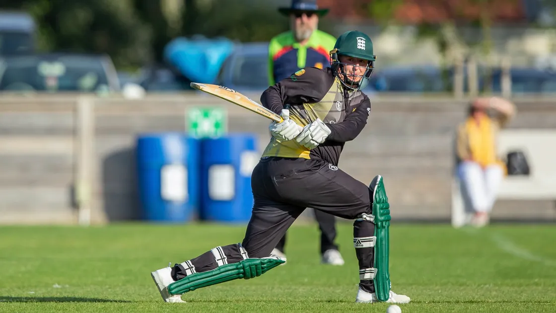 Griffins opener Luke Le Tissier hits one of his trademark reverse sweeps during his unbeaten century in their victory over Cobo last night at the KGV. (Picture by Martin Gray, 29611474)