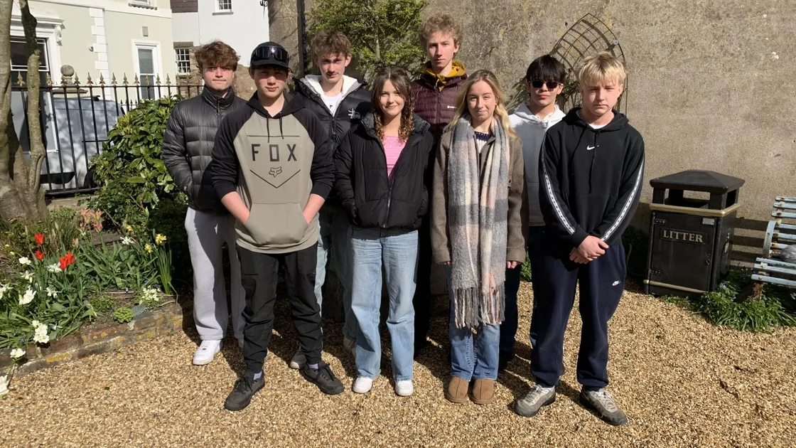 St Anne’s School Year 11 pupils who were on ‘strike’ yesterday. 