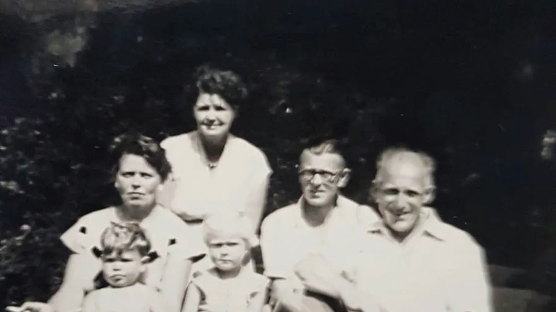 Adults Left to Right: Doreen Dorey, Elsie Wright [John Wright's mother], Eddie Dorey [son of Grandma Dorey and brother of Eva] and Will Wright [John Wright's father]. Picture supplied by John Wright. (27086428)