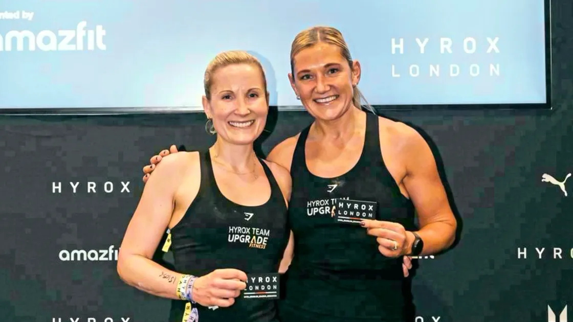 Liz Beausire (left) and Nora Le Tissier pose with their world-class finish time