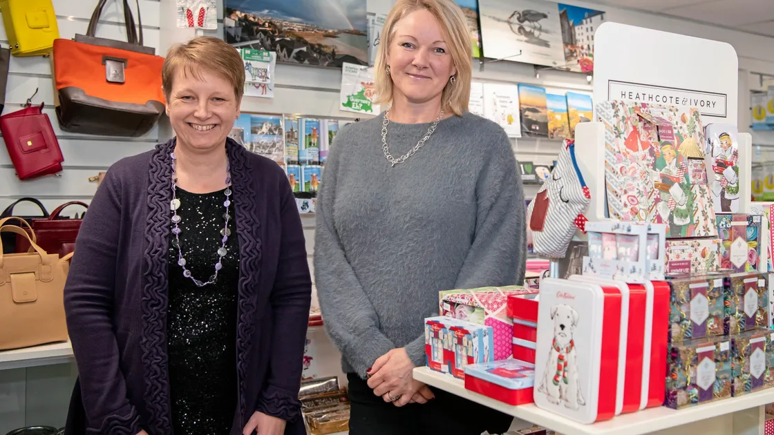 Sales assistant Marin Shrigley and Cadeaux owner Vanessa Lasenby. The shop has done well since opening in Church Square in September and Christmas has been no exception. (Pictures by Andrew Le Poidevin/Tallpictures)