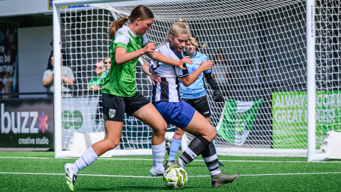 Chloe Ingrouille in action for Guernsey FC Women at Victoria Park