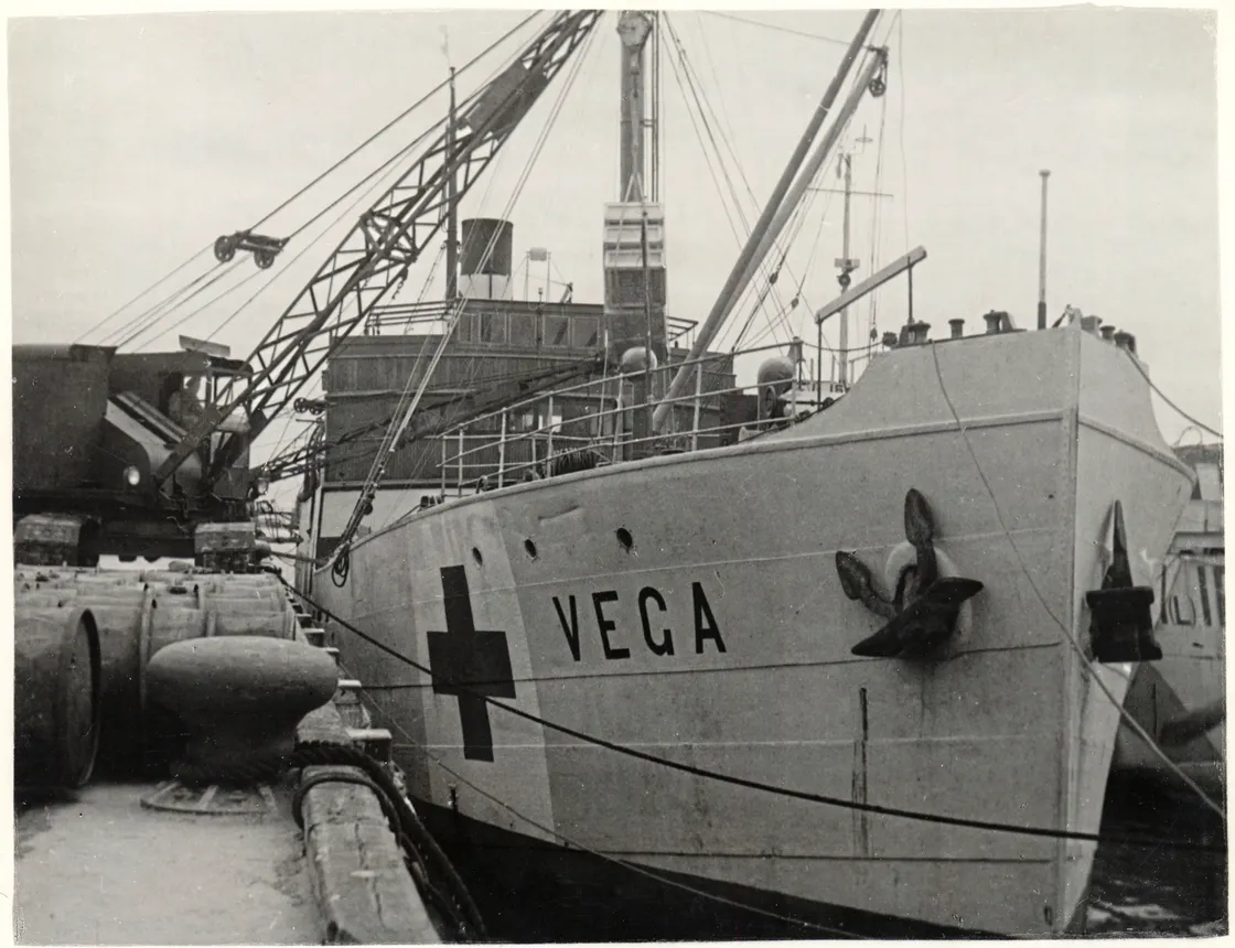 On this day in 1944, the Vega and her Swedish captain and crew were finally permitted to enter St Peter Port harbour and docked at what is now the Cambridge Berth. (ICRC archive)