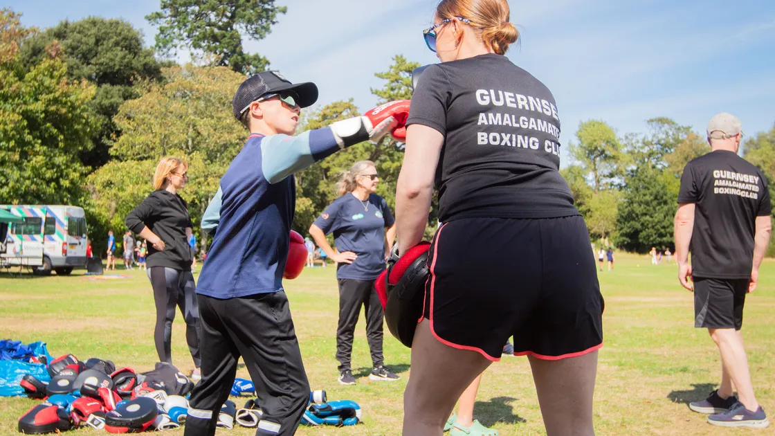 The Utmost Community Sports Funday is back at Saumarez Park on Saturday 5 September. Scott Bradbury, 11, practising his jab at boxing at last year’s event.  (Picture by Erin Vaudin,34866763)