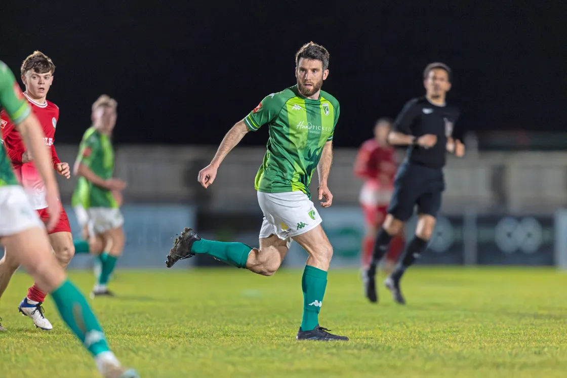 Ross Allen gave Guernsey FC the lead with his first-half strike. (Picture by Peter Frankland, 34039391)