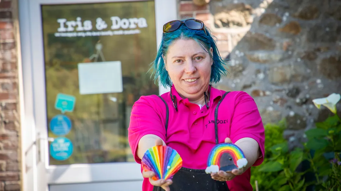 Denyse McGahy, co-founder of Iris & Dora, has been adding rainbow fairy doors to the fairy trail around the island to encourage families to get out to exercise. (Picture by Sophie Rabey, 28306695)
