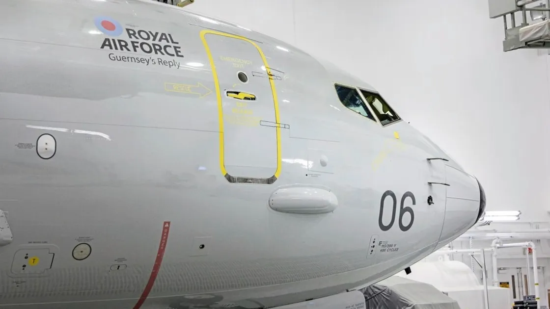 This picture from Boeing shows the Guernsey’s Reply Poseidon, which is being fitted out at the manufacturer’s Seattle plant.