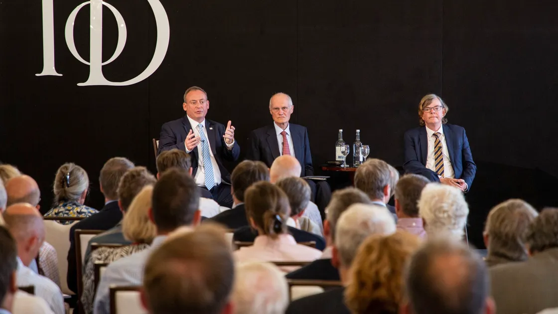 Left to right, Vice-president of Policy & Resources Lyndon Trott, panel moderator Chris Sherwell and Economic Development president Charles Parkinson. (Picture by Sophie Rabey, 28447662)