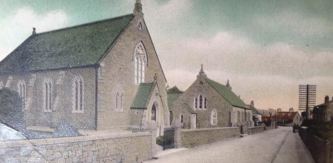 Quieter days in the Grande Rue circa 1900, with the Methodist Church in the foreground and the Queen’s Hotel on the far right.