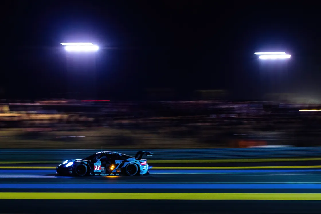Priaulx's #77 Porsche on of the testing night stints. (Picture by Harry Parvin/focuspackmedia.com)