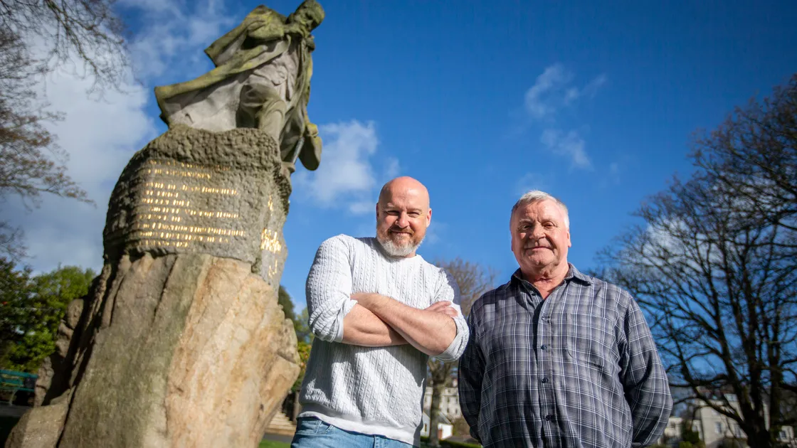Artist Chris Simcox, left, and head of arts development Russ Fossey have been working to increase the incorporation of public art into Guernsey to utilise the environment and landscape. (Picture by Luke Le Prevost, 32000192)