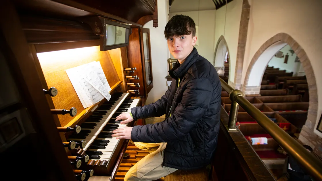 Henry Wood at St Sampson’s Church. He is currently undergoing a music marathon where he is playing all the pianos, keyboards and organs he can in Guernsey to raise money for St John Ambulance. (Picture by Luke Le Prevost, 32040661)