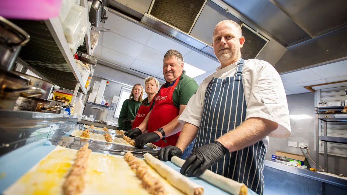 Grow has teamed up with local chef James Ferguson to train members of its crew with culinary expertise at his Cooked kitchen. Left to right, Grow supervisor Tracey Hutchins, crew Jonathan Hodkinson and Roger Lawrence and Cooked owner James Ferguson. (Picture by Luke Le Prevost, 31807614)