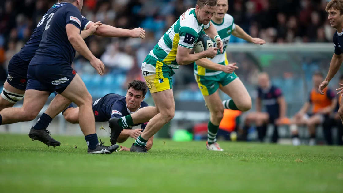 Callum Roberts scored Guernsey's first-half try against Barnes on Saturday. (Picture by Peter Frankland, 34019226)
