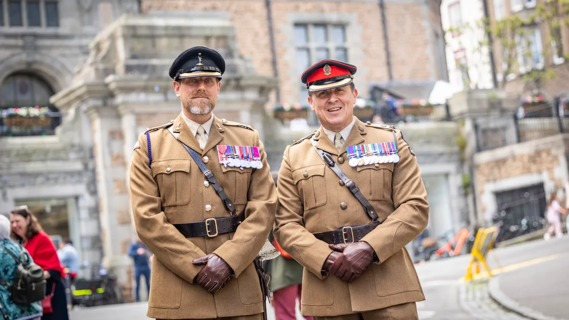 Lieutenant colonels Ash Jeyes from the 16th Signals Regiment, left, and Lt-Col Andy Carre of the Princess of Wales Royal Regiment. 							 (Picture by Sophie Rabey, 34746707)