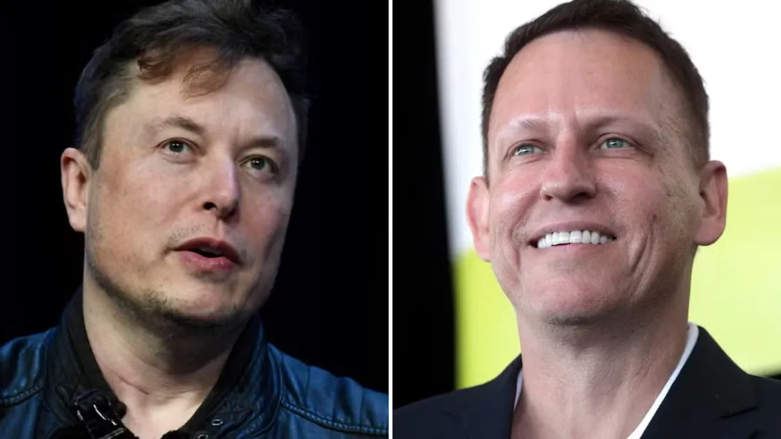 Tech billionaires Elon Musk and Peter Thiel.