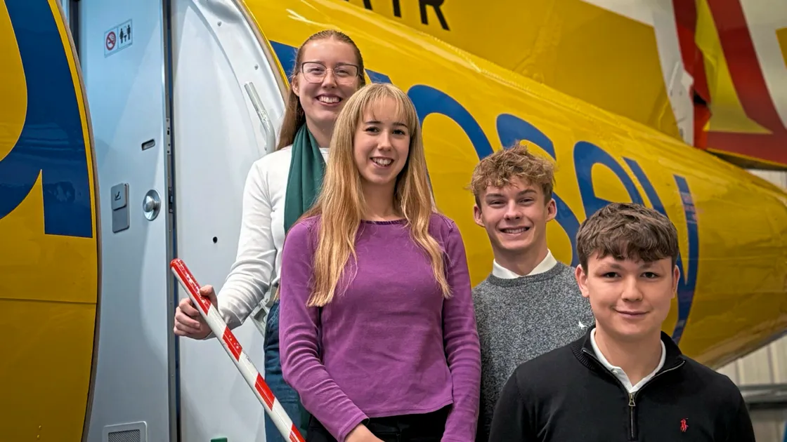 Four of Aurigny’s six Leading Edge cadets, left to right, Annabelle Sharrock, Helena Taylor, Luke Sherry and Kian Le Mottee