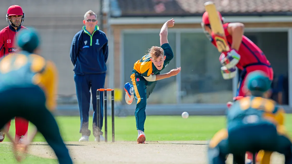 Will Fazakerley bowling in the 2016 Inter-Insular. (Picture by Martin Gray)