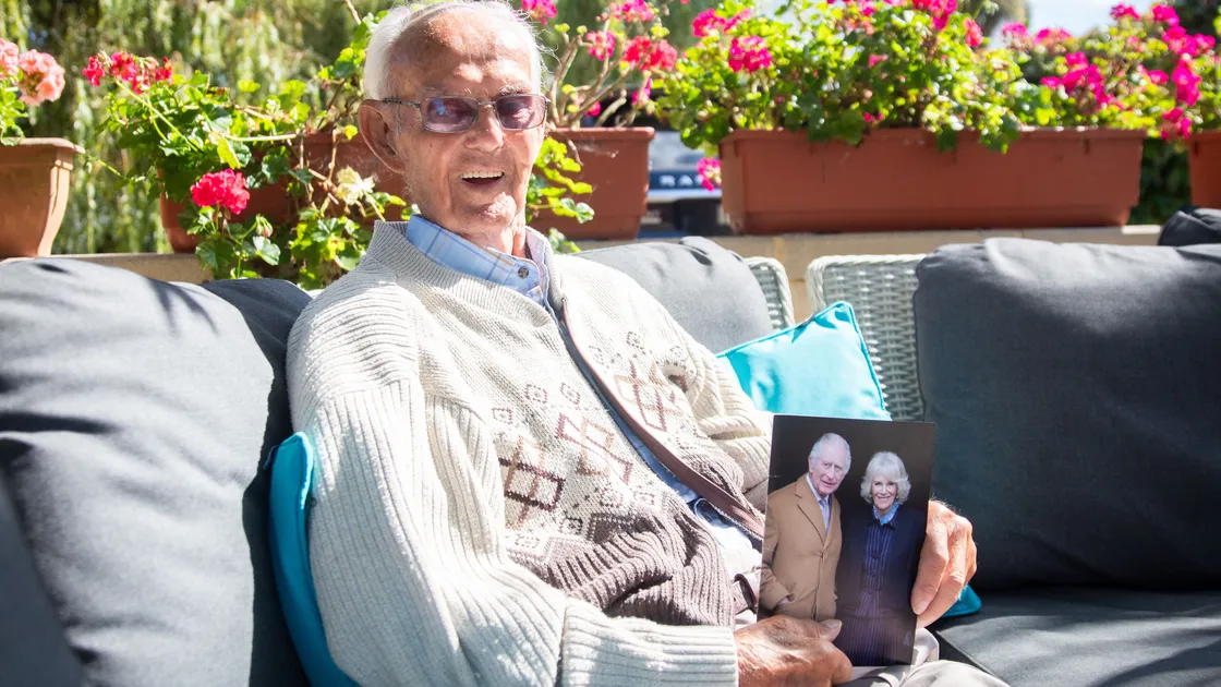 Mr Torode with his birthday card from the King and Queen. (33552520)