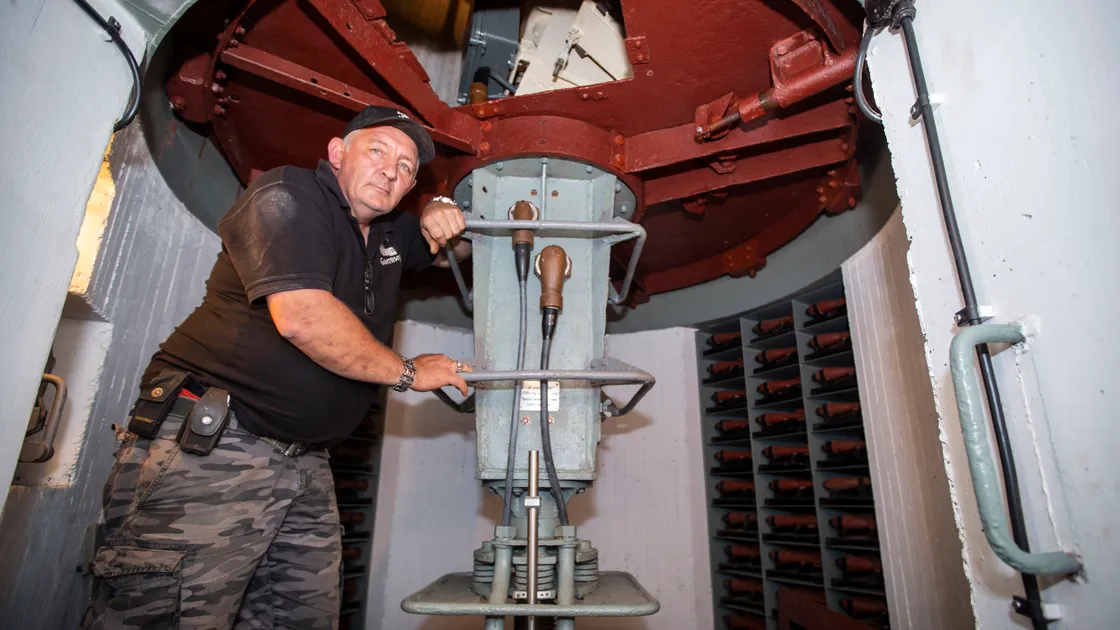 Paul Bourgaize of Festung Guernsey at an open bunker day at Fort Hommet, which will now get an electricity supply. (Picture by Sophie Rabey, 30505773)
