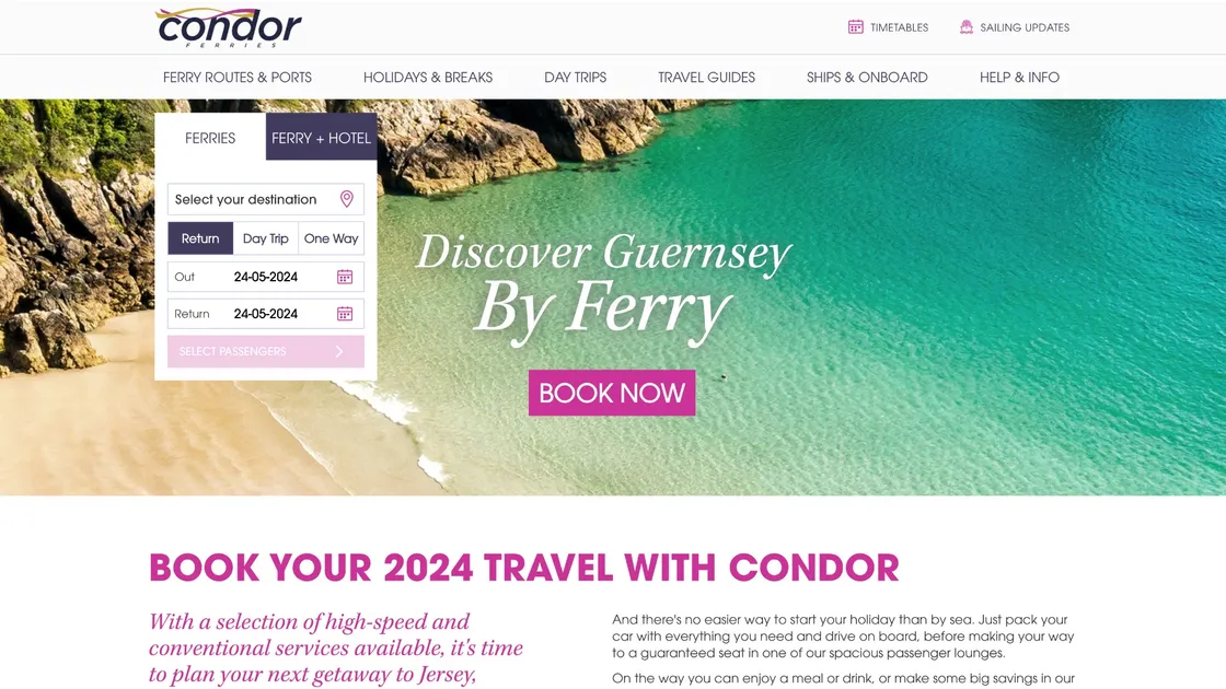 A woman said she started receiving calls when her number appeared alongside a Google search for Condor Ferries. (Pictured: Condor Ferries homepage)