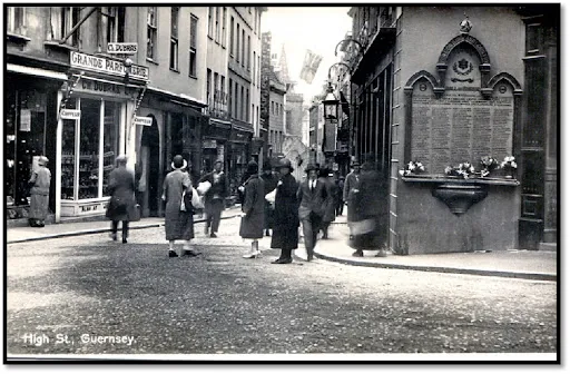 Many of the names of the Guernseymen who were killed were inscribed on a memorial at the bottom of Smith Street and on other memorials around the parishes.