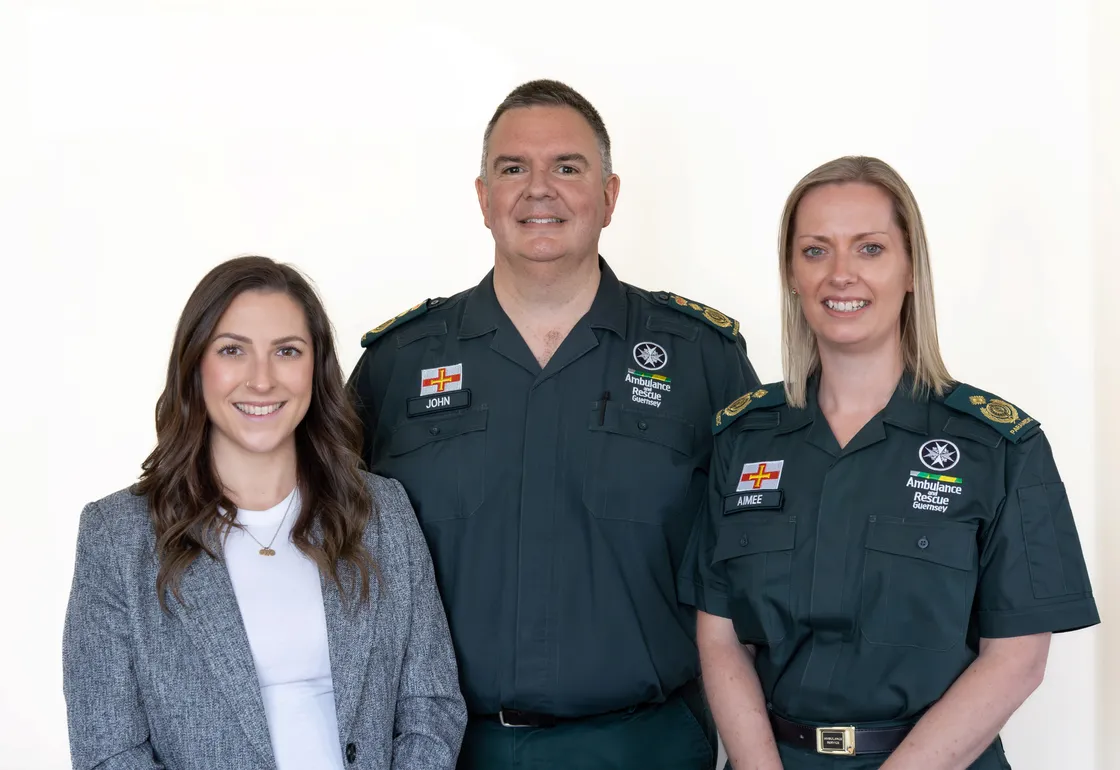 Ms Langlois (left) with John Atkins, the new chief ambulance officer, and Aimee Lihou, who has been appointed as chief operating officer.