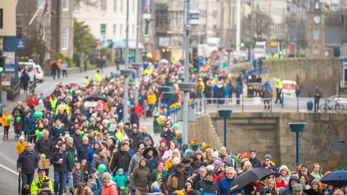 Picture by Sophie Rabey.  02-02-20.  Two Schools Protest march in town from North Beach to Market Square. (27061387)