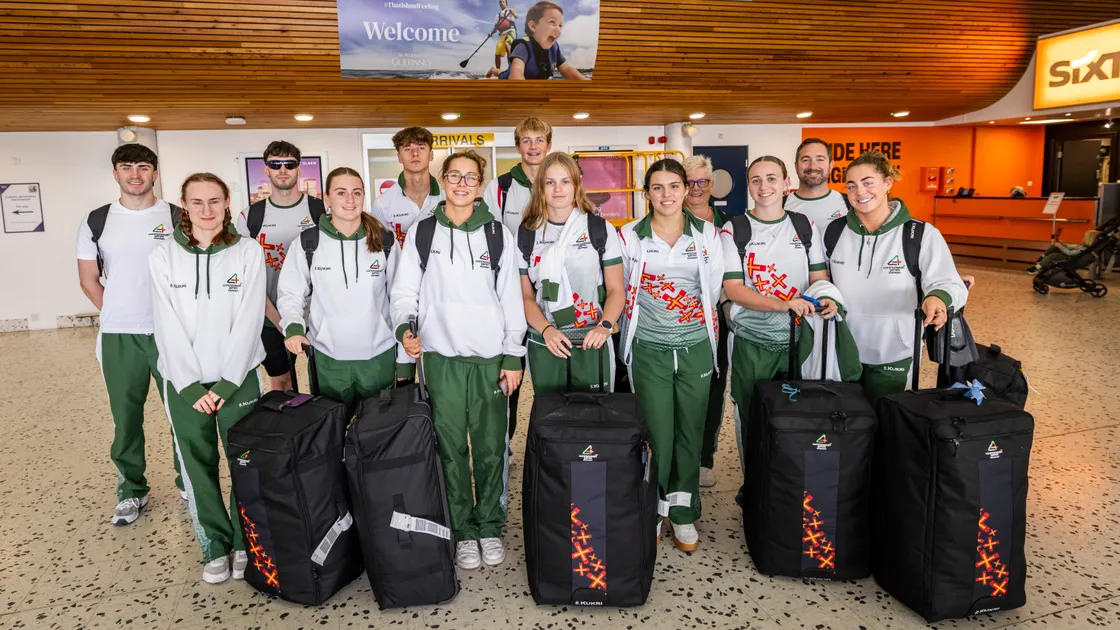 Guernsey’s Commonwealth swimmers arriving back in Guernsey on Friday.