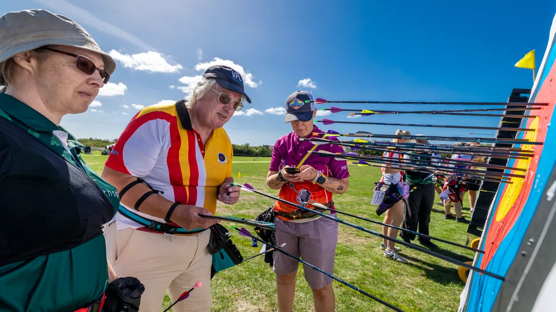 Mary Hurrell, left, at last weekend’s Guernsey International at Port Soif along with Richard Stuckey and Sabrina Illman-Roberts.