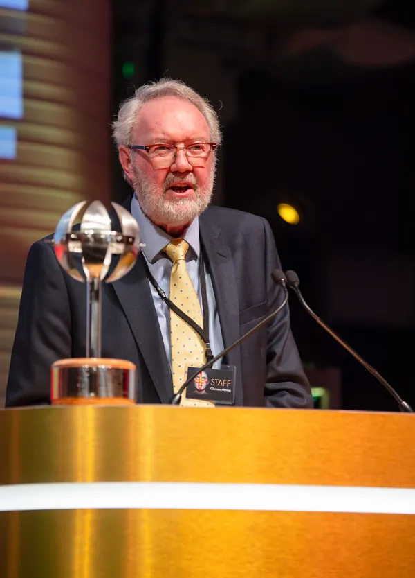 At this year's Pride of Guernsey awards, chairman and publisher of the Guernsey Press Terry Holder presented the Guernsey Press Ambassador of the Year award to director of Public Health Dr Nicola Brink. (28847490)